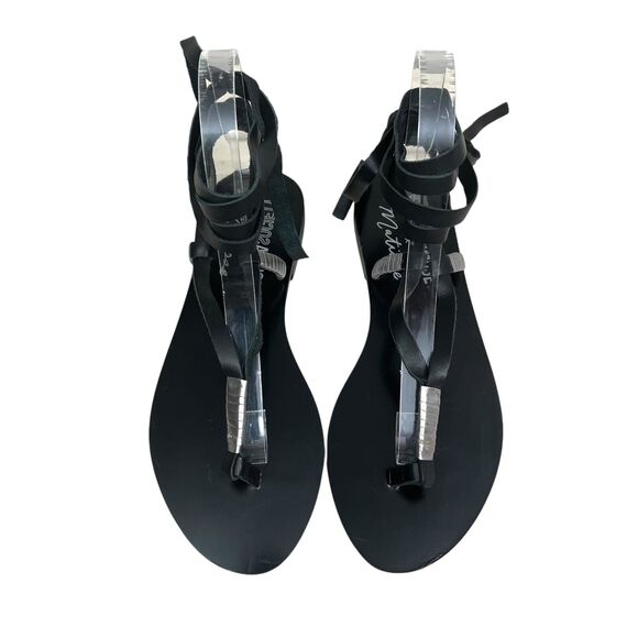 Matisse Amuse Society Womens Positano Sandals Thong Black Leather Lace Up Size 7 - Picture 5 of 8